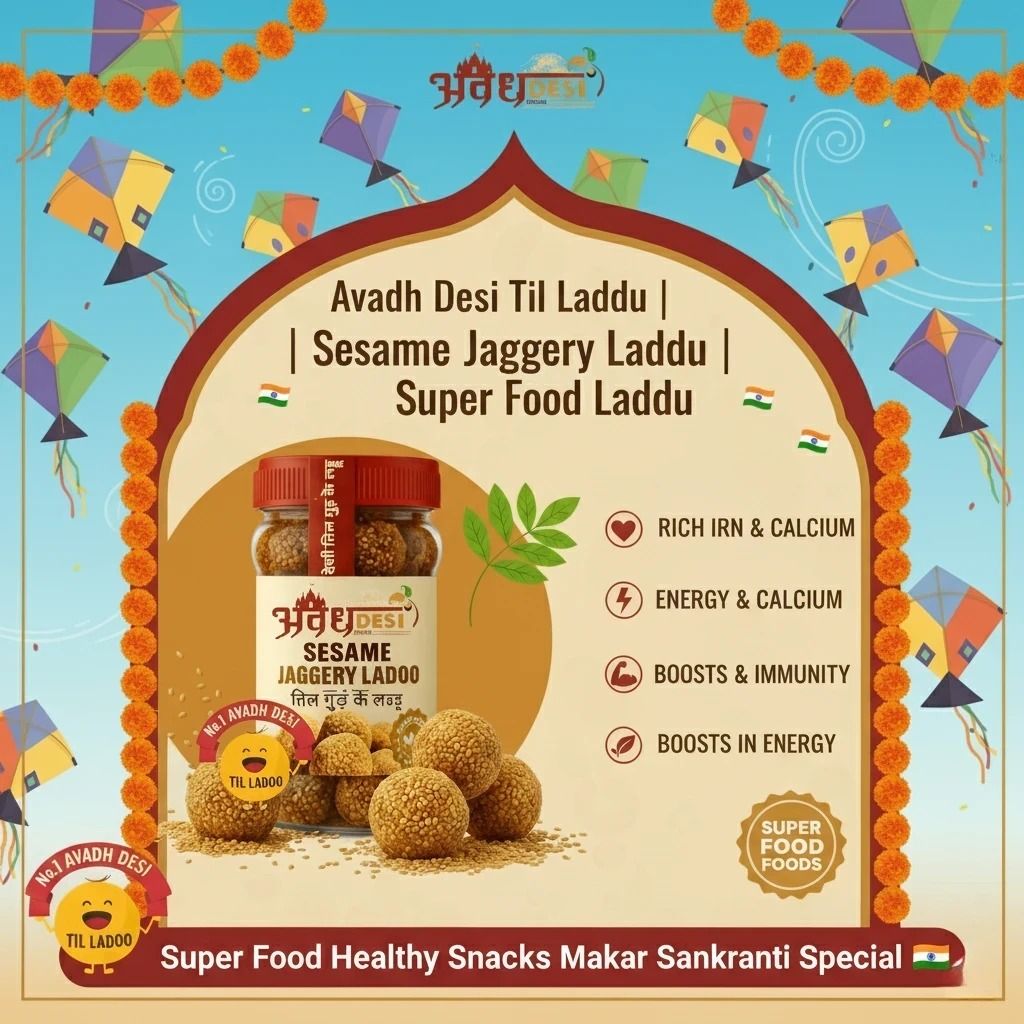 Avadh Desi Foods Traditional Til Delight | Nawabi Til Mithai | Makar Sankranti Premium Sesame Crunch ( 500_G )