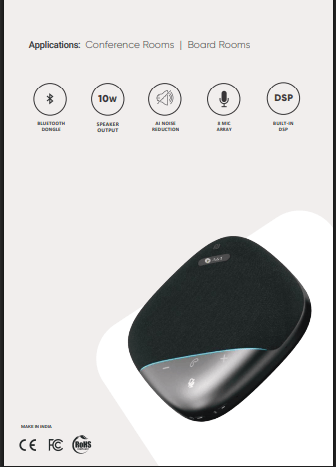 A&T AIR 200 Conference Speakerphone with AI Noise Reduction & 8 Mic Array for Boardrooms