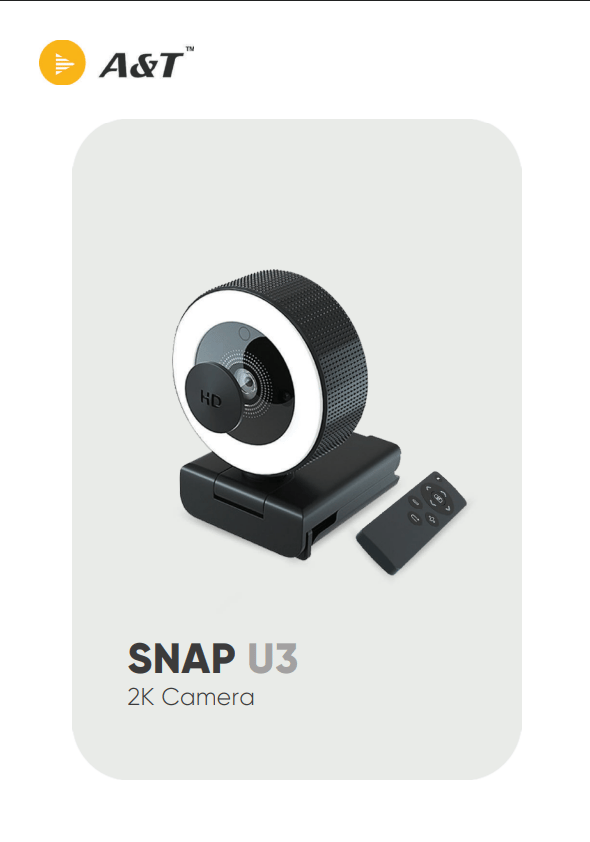 A&T Snap U3 Webcam with Ring Light and Remote Control 