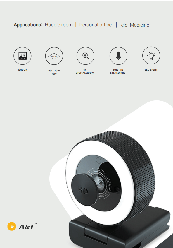 A&T Snap U3 Webcam with Ring Light and Remote Control 