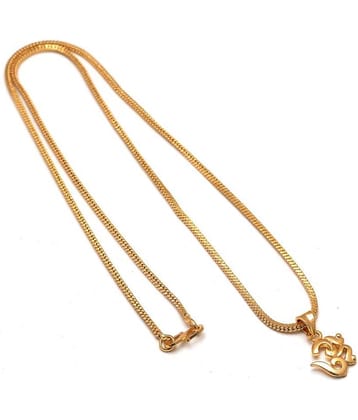 Jewar Mandi Gold Plated Om ohm Locket Chain 24 inch God Real Look Daily Use for Women Girls & Men Boys