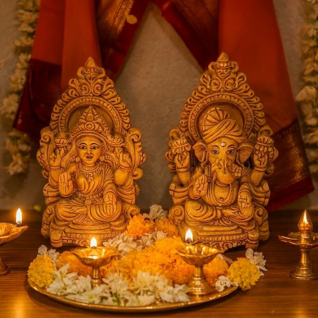 Terracotta Lakshmi Ganesha Idols for Diwali Pooja & Home Decor