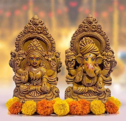 Terracotta Lakshmi Ganesha Idols for Diwali Pooja & Home Decor