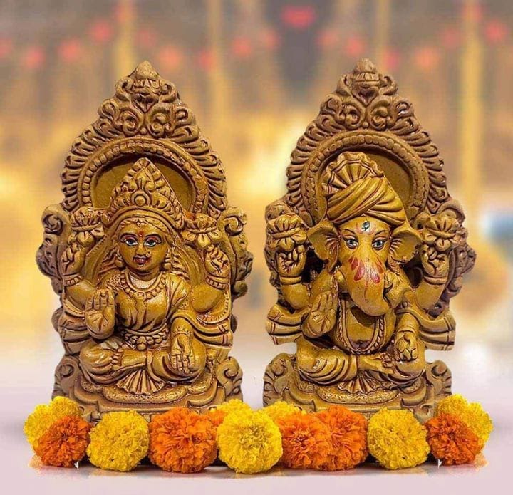 Terracotta Lakshmi Ganesha Idols for Diwali Pooja & Home Decor