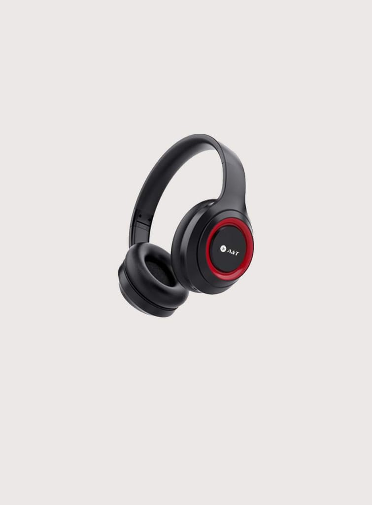 A&T LFH Professional Bluetooth Over-Ear Headphones - Black with Red Accents