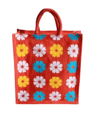 Vibrant Orange Jute Bottle Bag with Handles - Eco-Friendly & Reusable Gift Carrier