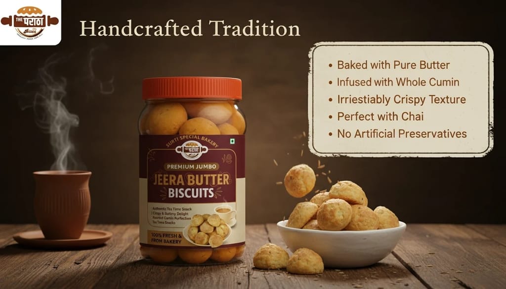 The Paratha And Ready Bites | Jeera Butter – Crunchy Cumin Flavoured Biscuits | Buttery & Aromatic Snack for Tea-Time ( 500g )