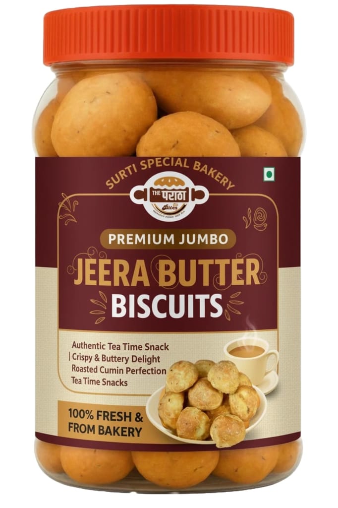 The Paratha And Ready Bites | Jeera Butter – Crunchy Cumin Flavoured Biscuits | Buttery & Aromatic Snack for Tea-Time ( 500g )