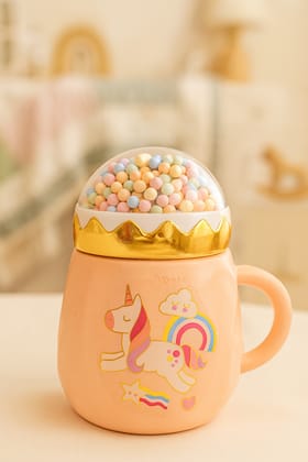 IZZHAAR Unicorn Dreamland Ceramic Mug with Rainbow Sprinkles Dome Lid IZZHAAR Unicorn Dreamland Ceramic Mug with Rainbow Sprinkles Dome Lid