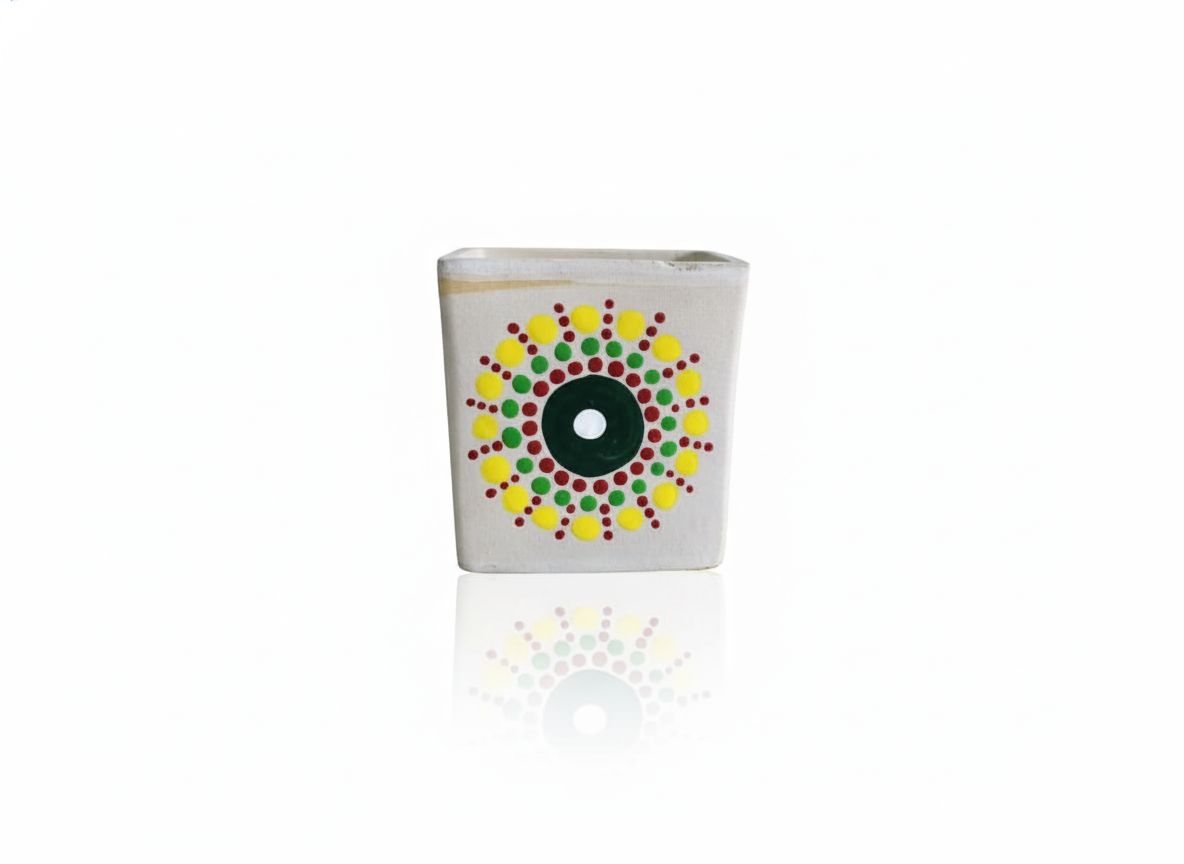 "Bindu Radiance" Hand-Painted Ceramic Planter.