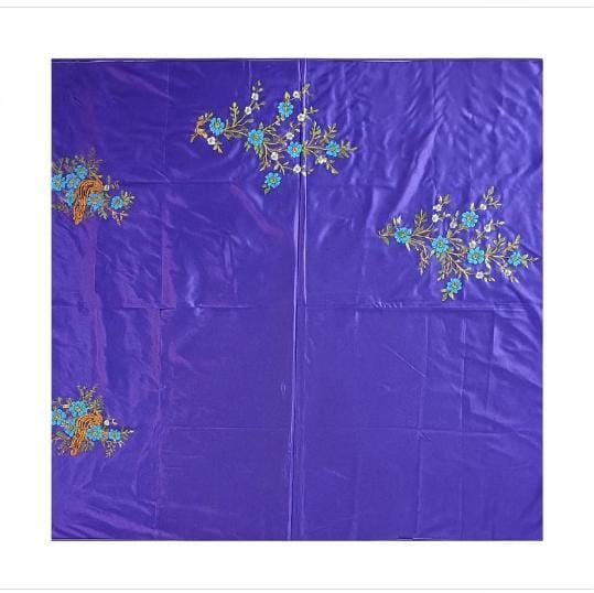 Vibrant Purple Embroidered Floral Ethnic Hand Printed blouse Fabric Material 