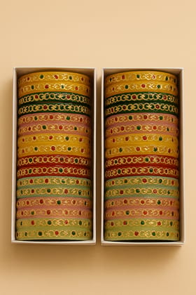 Vibrant Multicolour Gold Plated Traditional Bangle Set for Women Vibrant Multicolour Gold Plated Traditional Bangle Set for Women