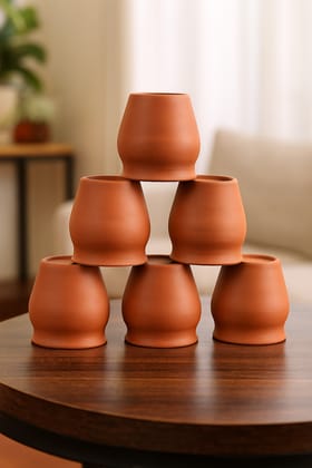 Terracotta Kulhad Clay Cups for Tea Coffee (Set of 6)