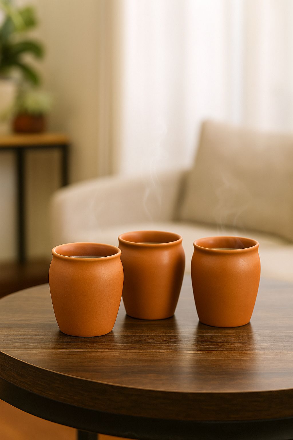 Handcrafted Terracotta Kulhad Tea Coffee Cups - Set of 3