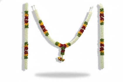 Traditional Artificial Jasmine & Colorful Flower Garland for Decorations