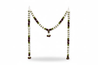 Artificial White Green and Black Flower Garland for Weddings & Festivals Artificial White Green and Black Flower Garland for Weddings & Festivals