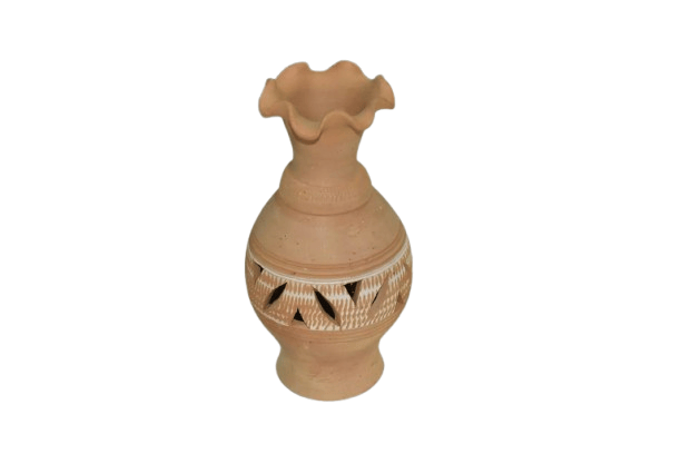 Handcrafted Terracotta Earthen Decorative Vase with Cutwork Design