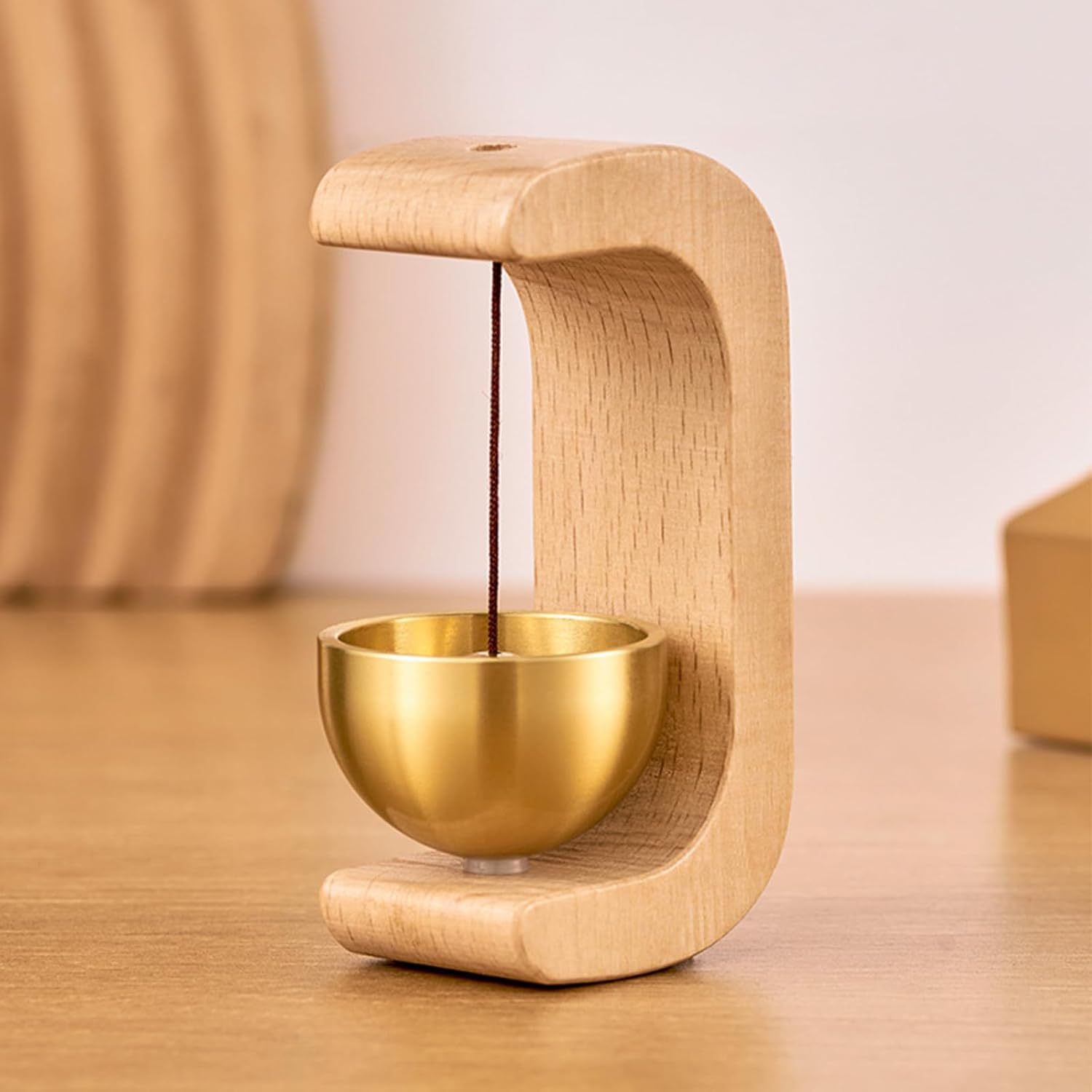Wooden Magnetic Doorbell with Brass Bell – Japanese Style Musical Door Chime | Handmade Wooden Door Bell for Home & Office