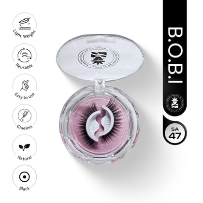 BOBI Self Adhesive Eyelashes SA47 Fox Lash Style – Outer Edge Lift | Bold Curved Look | No Glue | Reusable | Easy Stick-On Finish