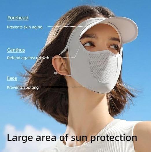Women’s UV Protection Cap Mask for Summer | Foldable Sun Protection Hat with Face Cover Scarf | Outdoor Cycling, Travel & Sports Protective Mask Cap (Multicolour)