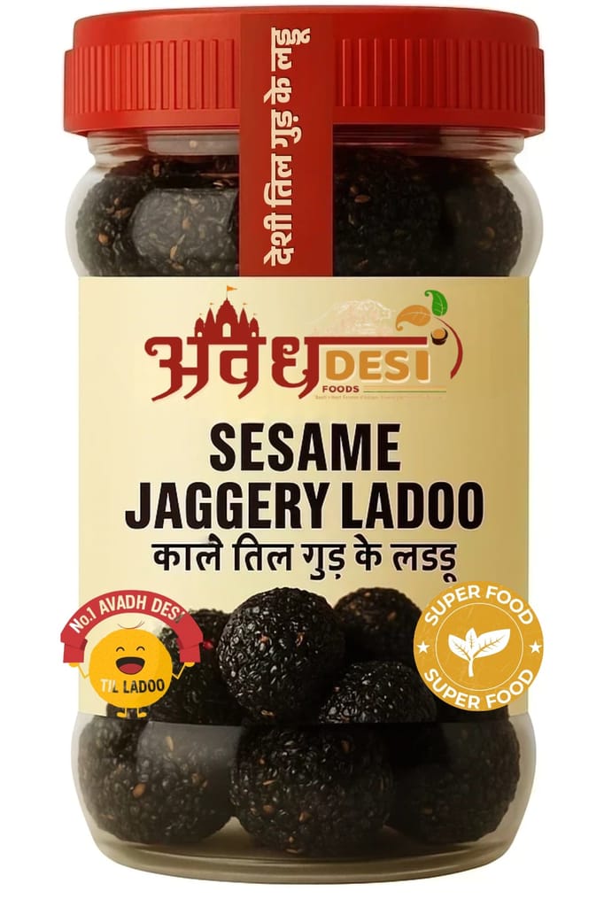 Avadh Desi Foods - Balck | Kale Til Laduu – Winter Special Sweet | Made with Jaggery & Ghee for Makar Sankranti ( 1Kg )