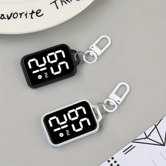 LED Digital Display Keychain Watch - Portable Digital Pocket Watch 