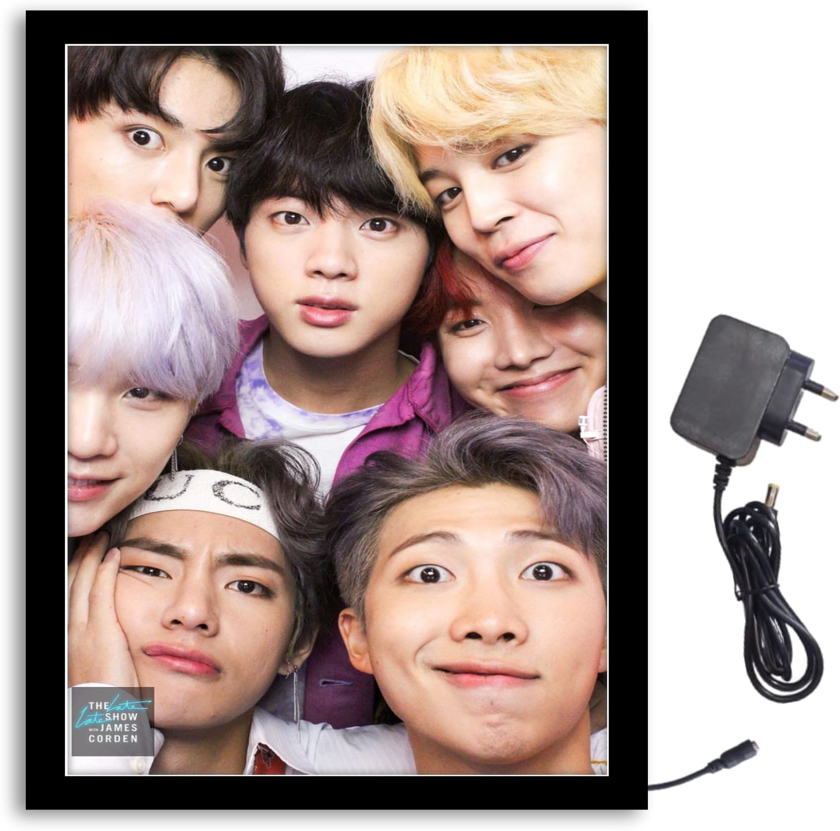 NOKKES Bts With Team Light Photo Frame 8X10 inch Led Light photo Frame With Light Adaptor Led Light Photo Frame Black Color Photo Frame_AQW204