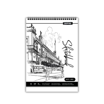 INSPIRE A3 Sketch Book - 72 Pages - 140 GSM Paper - 29.7 cm x 42 cm - Pack Of 1