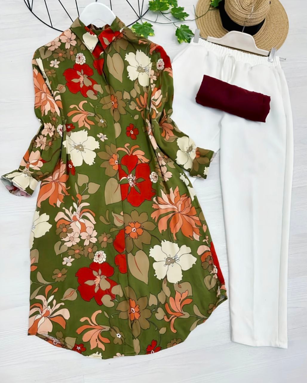Multi Floral Print Kurti with Palazzo Set by GlamaStitch-M