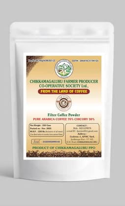 Chikkamagaluru FPO Pure Arabica Coffee (70%) Chicory (30%) Filter Powder 250g