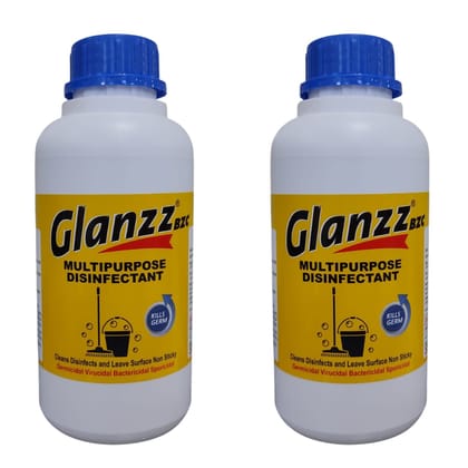 Glanzz BZC, Disinfectant Surface & Floor Cleaner Solution for Floors, Tiles, Kitchen, Bathroom & other Surfaces, Suitable for All Floor, 500 ml (Pack of 2)