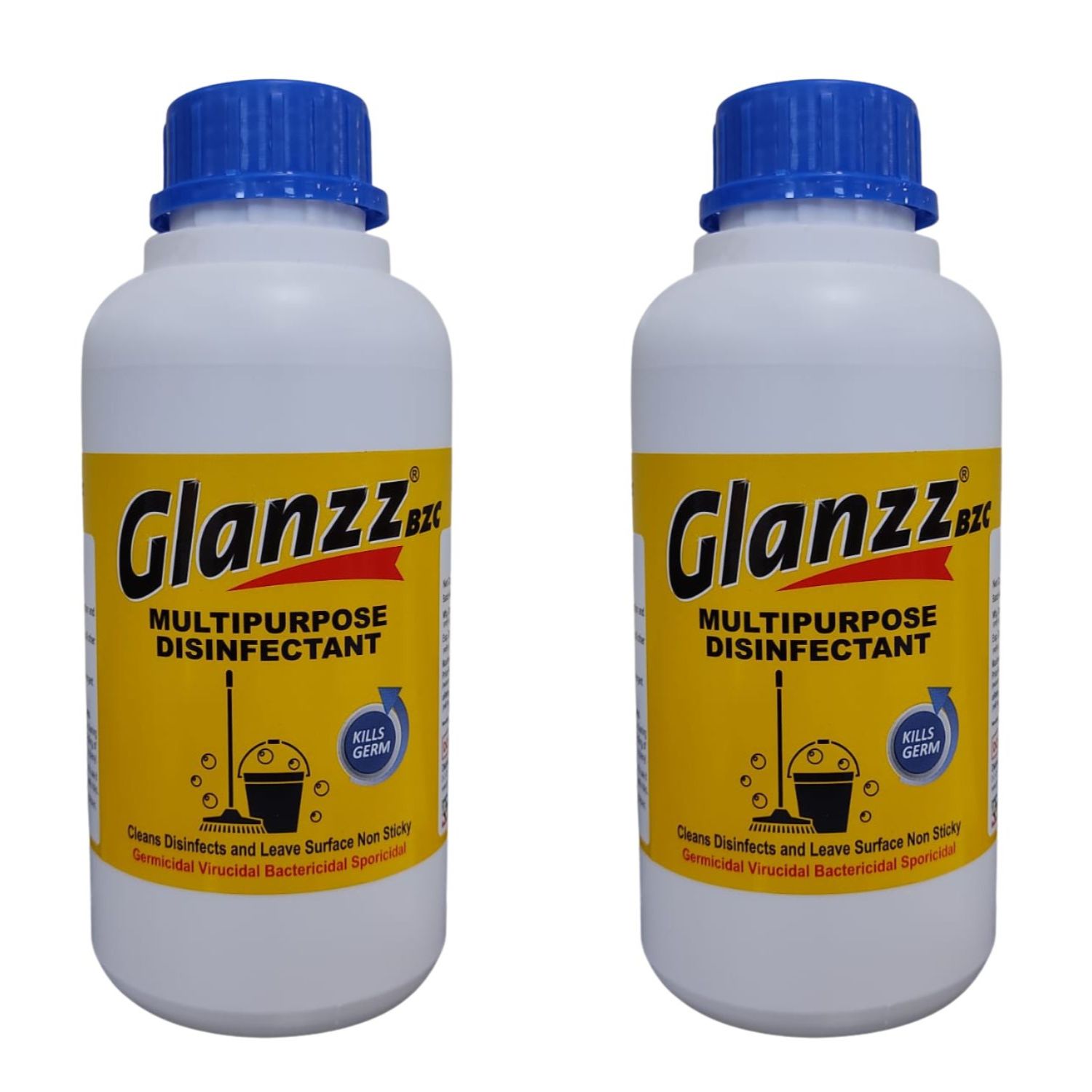 Glanzz BZC, Disinfectant Surface & Floor Cleaner Solution for Floors, Tiles, Kitchen, Bathroom & other Surfaces, Suitable for All Floor, 500 ml (Pack of 2)
