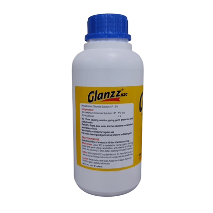 Glanzz BZC, Disinfectant Surface & Floor Cleaner Solution for Floors, Tiles, Kitchen, Bathroom & other Surfaces, Suitable for All Floor, 500 ml (Pack of 2)