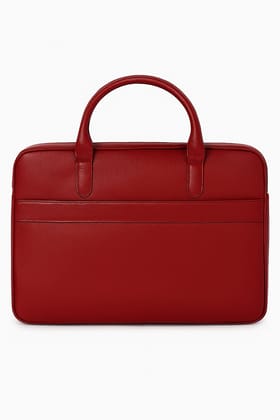 Elegant Red Pebbled Leather Business Briefcase with Dual Handles