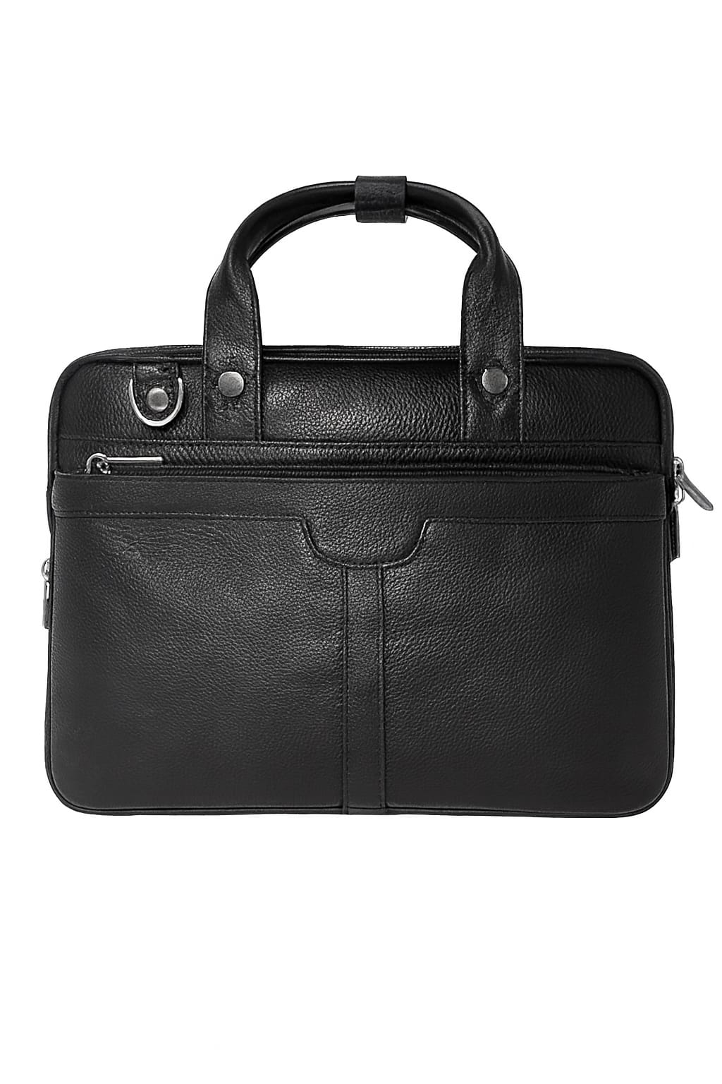 Men's Premium Black Leather Laptop Briefcase Office Bag