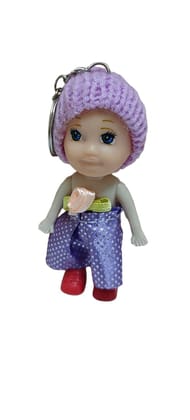 Cute Purple Knitted Hat Doll Keychain with Polka Dot Pants Cute Purple Knitted Hat Doll Keychain with Polka Dot Pants