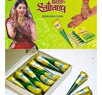 Singh Satrang Premium Herbal Mehandi Cone – Pack of 12pcs