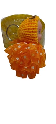 Cute Orange Polka Dot Doll Keychain Bag Charm for Girls