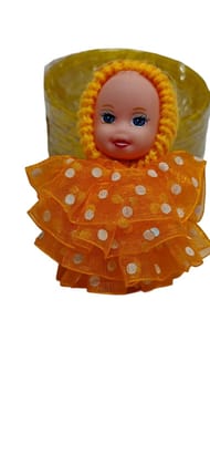 Cute Orange Polka Dot Doll Keychain Bag Charm for Girls