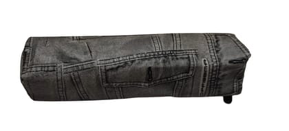 OPPIBIMA Distressed Dark Grey Denim Look Pencil Case Pouch OPPIBIMA Distressed Dark Grey Denim Look Pencil Case Pouch