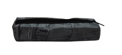 OPPIBIMA Distressed Dark Grey Denim Look Pencil Case Pouch