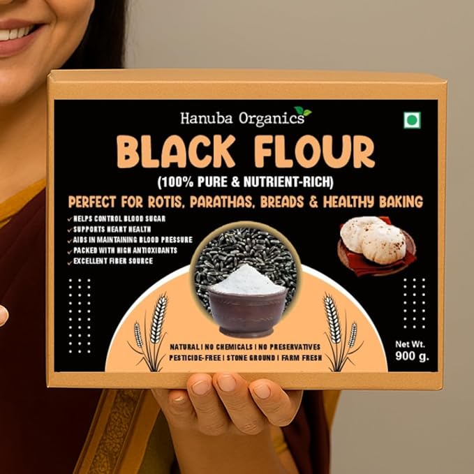 Hanuba Organics Black Flour 900g - 100% Pure & Nutrient-Rich for Healthy Baking