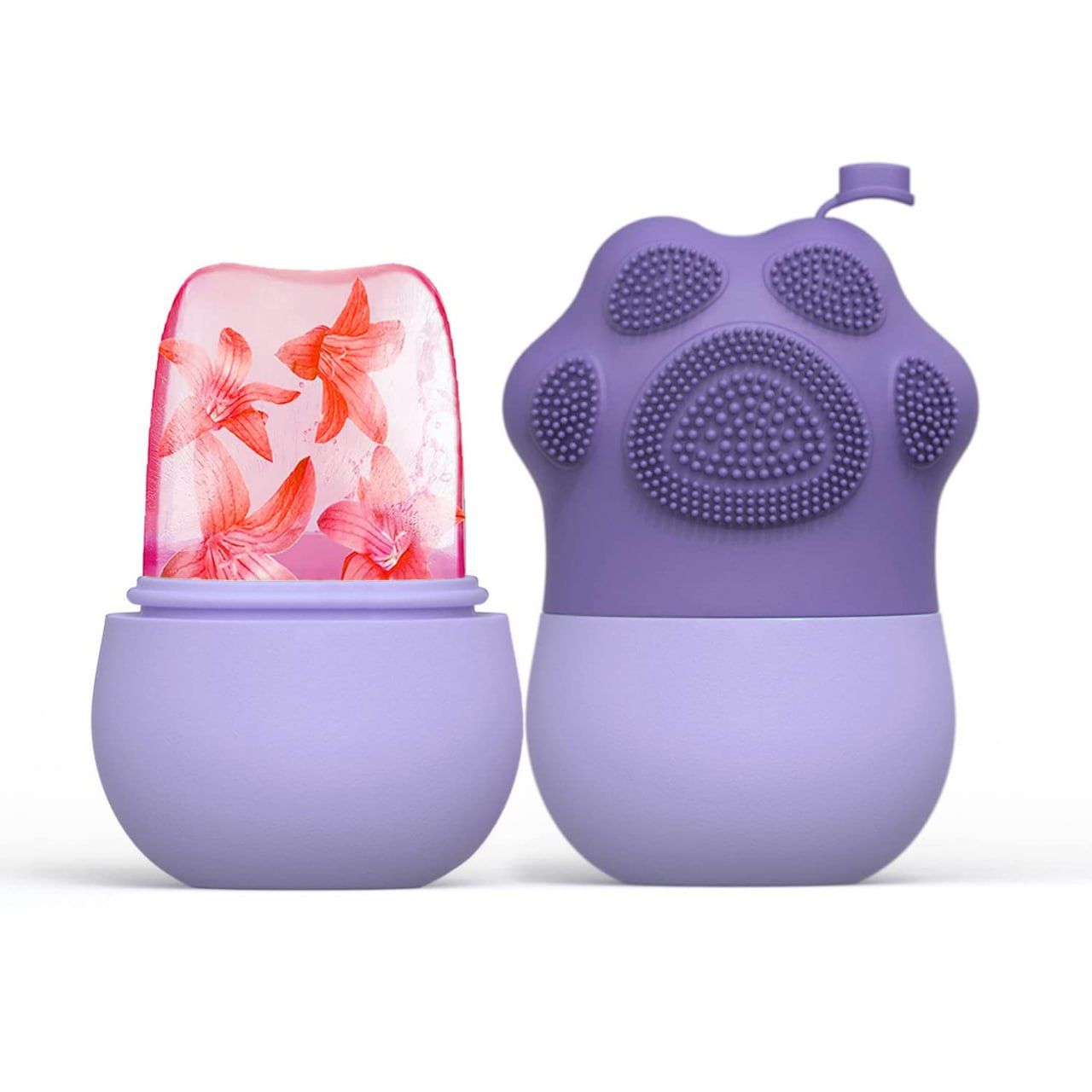 Ice Roller for Face & Eyes – Silicone Facial Ice Mould Massager with Brush (Purple)