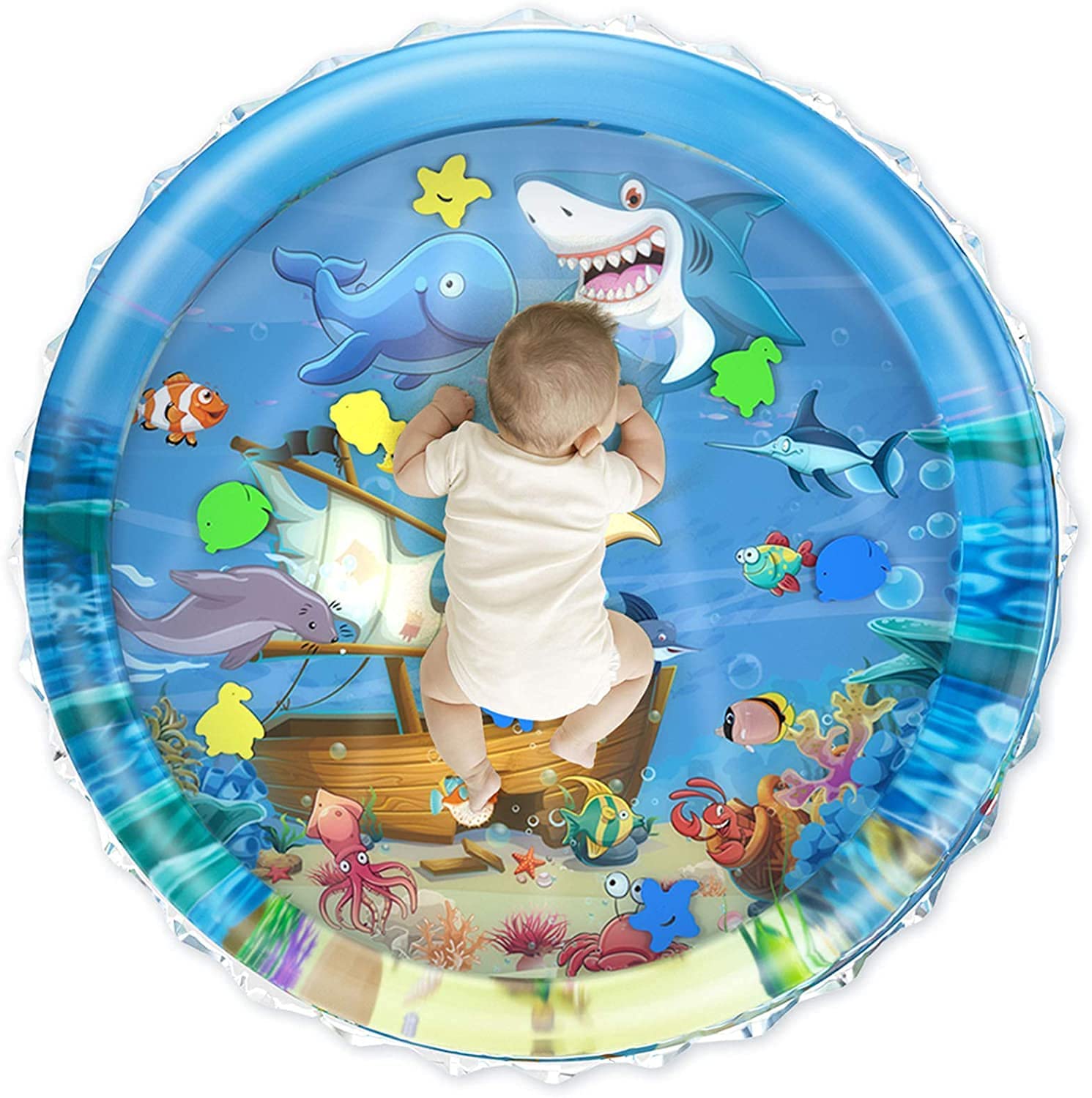 Round Baby Water Play Mat for Babies – Inflatable Sensory Play Mat 3-24 Months