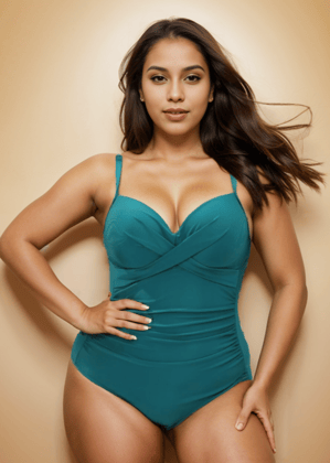 Teal plus size one piece swimwear 4XL