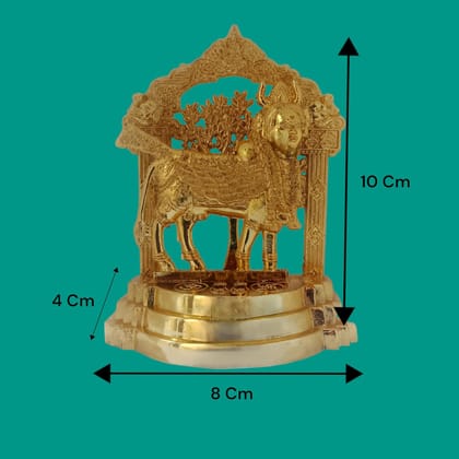 AMS Kalpavruksha Kamadhenu Cow Idol for Home | Vastu Decorative Showpiece | Gold Finish Wish-Fulfilling Cow with Kalpavriksha Tree | Gift for Pooja Room & Office | 10Hx8Lx4W cm (Gold)