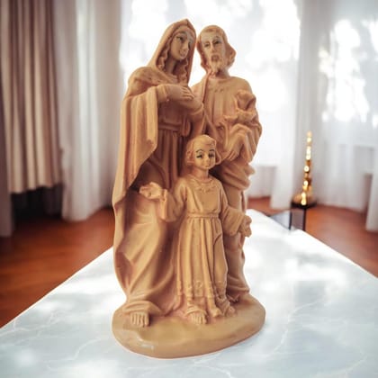 AMS Jesus Statue Handcrafted Holy Family Jesus Idol with Mary and Joseph Exquisite Sculpture for Christian Home, Prayer, Office and Gifting 14.5 Cm