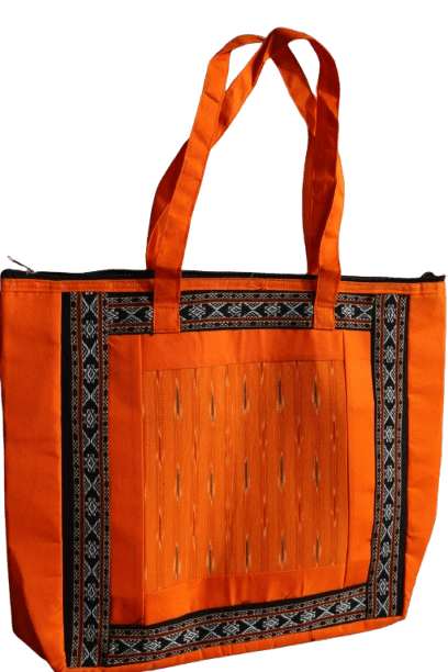 Vibrant Orange Ethnic Print Tote Bag for Daily Use - Handbags | Buy online on ZillyBuy