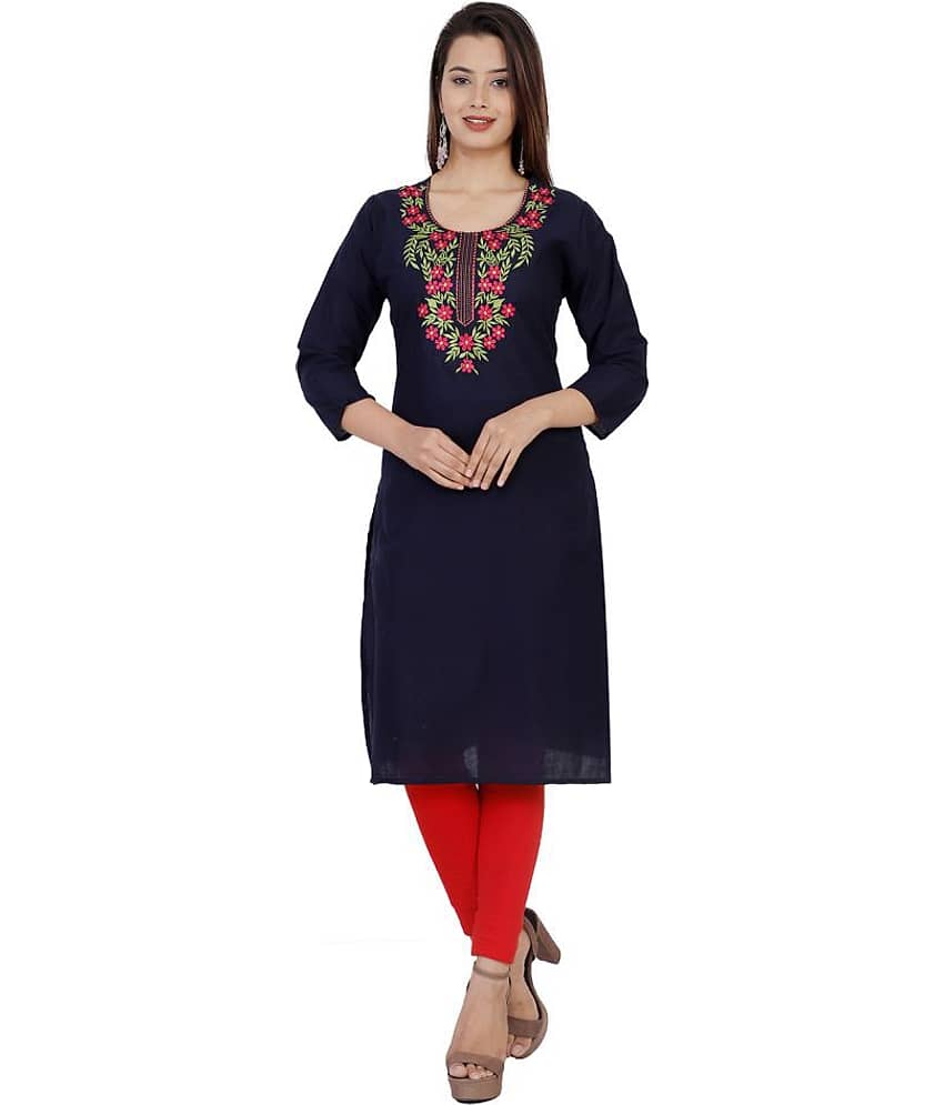 P PRIYA FASHION - Yellow Cotton Women's Straight Kurti ( Pack of 1 )