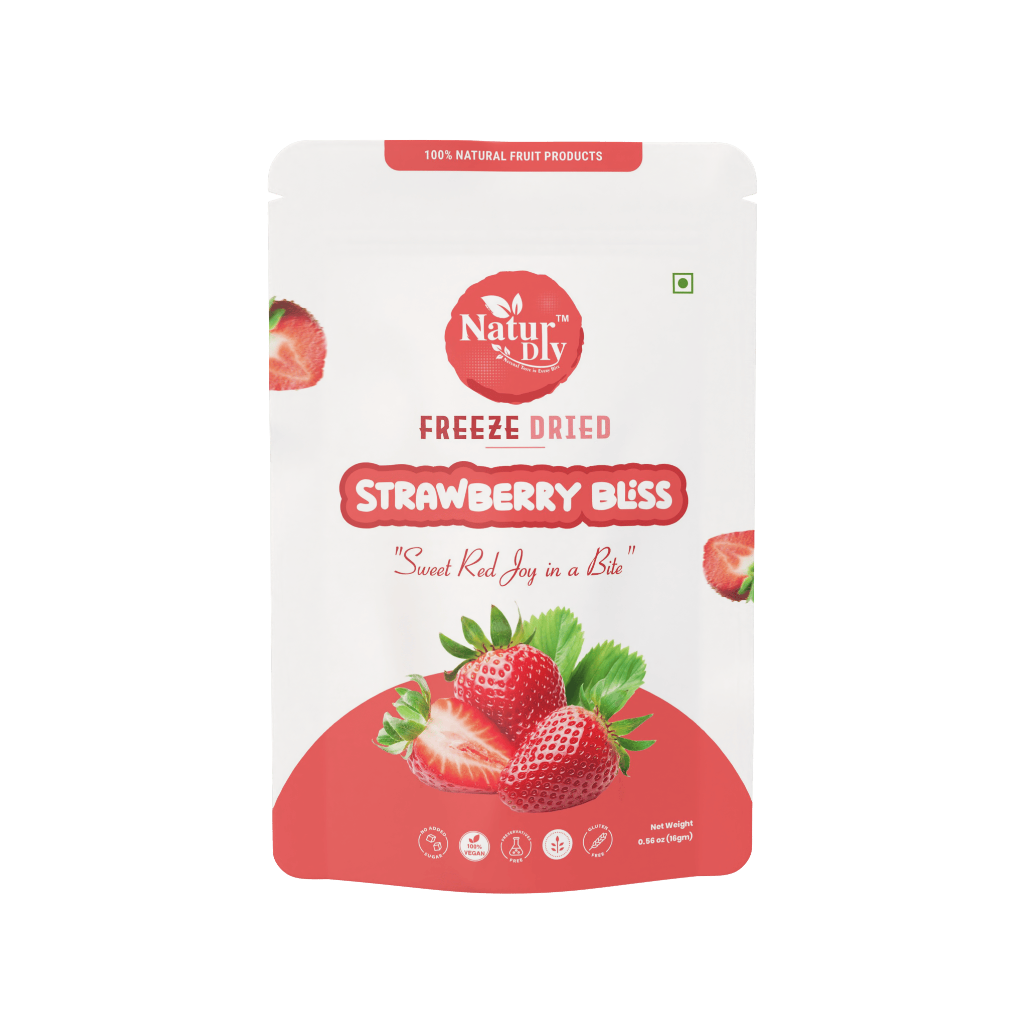 NaturDry Freeze-Dried Strawberry Slices | 100% Natural, No Added Sugar, Gluten Free | Healthy Snack | 12g